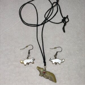 Second hand jewelry 
Handmade squirrel necklace and earrings set